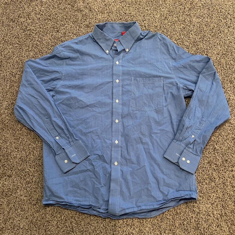Men's Blue Button-Up Dress Shirt